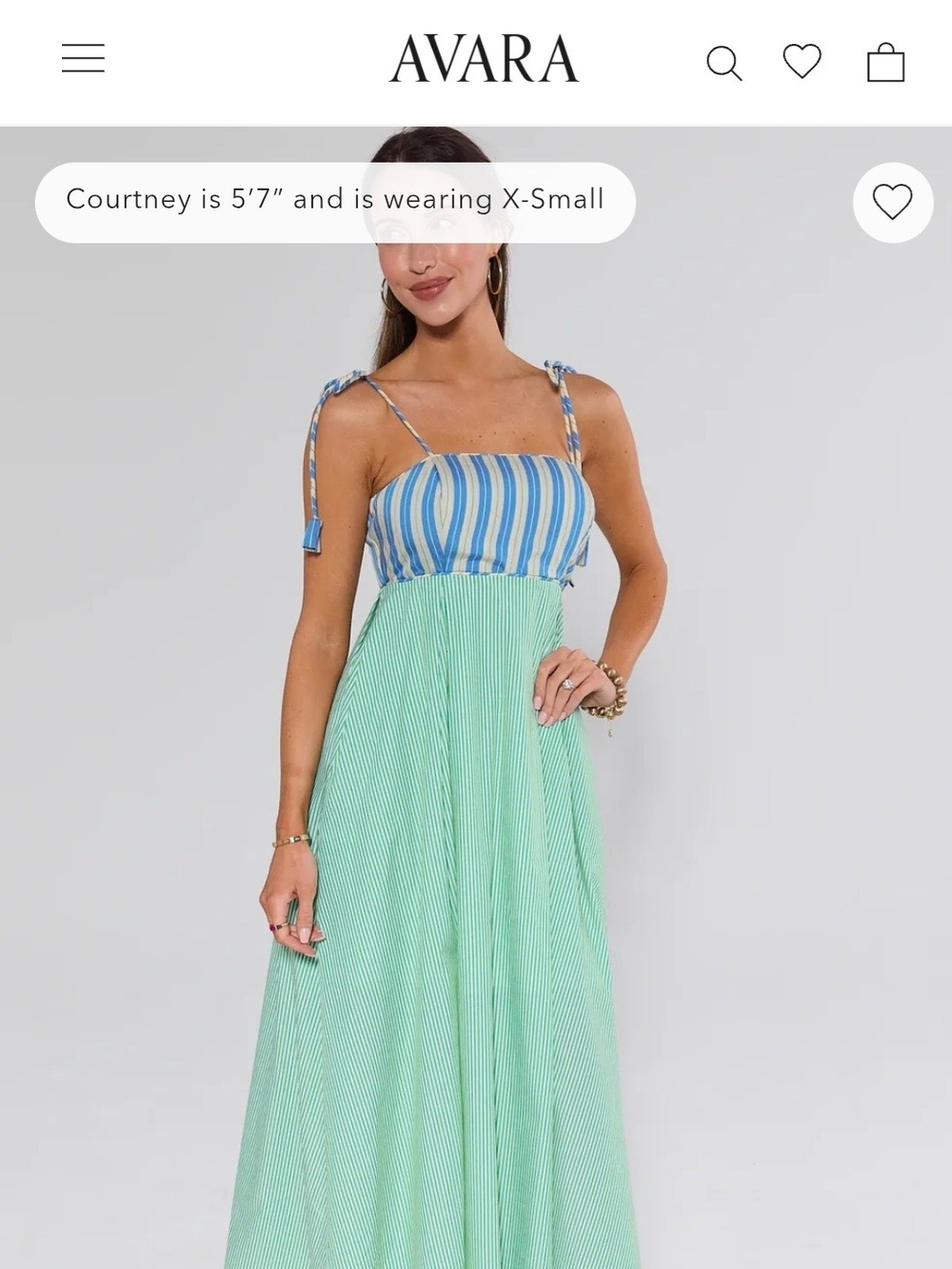 Blue & Mint Striped Tie-Shoulder Maxi Dress